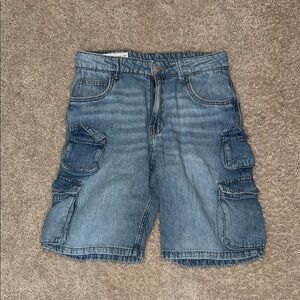 Kids Blue Denim Cargo Shorts
